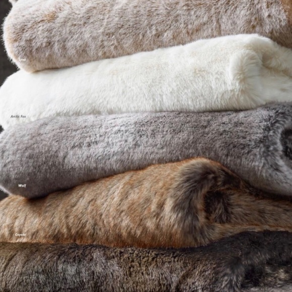 Restoration Hardware Coyote Luxe Faux Fur Throw - Picture 11 of 12